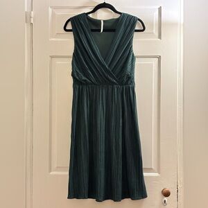 NWOT Spicysugar Faux Suede Surplice Sleeveless Pleated Dress, size 8